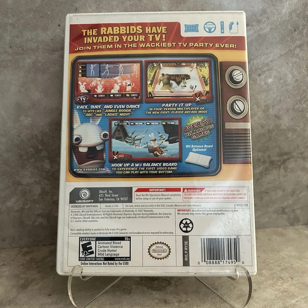 Rayman Raving Rabbids: TV Party (Nintendo Wii, 2008) CIB Tested